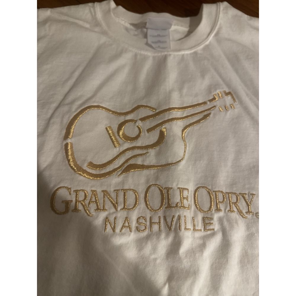 Vintage Grand‎ Ole Opry Nashville Gold Embroidered Logo Guitar Shirt XL Official